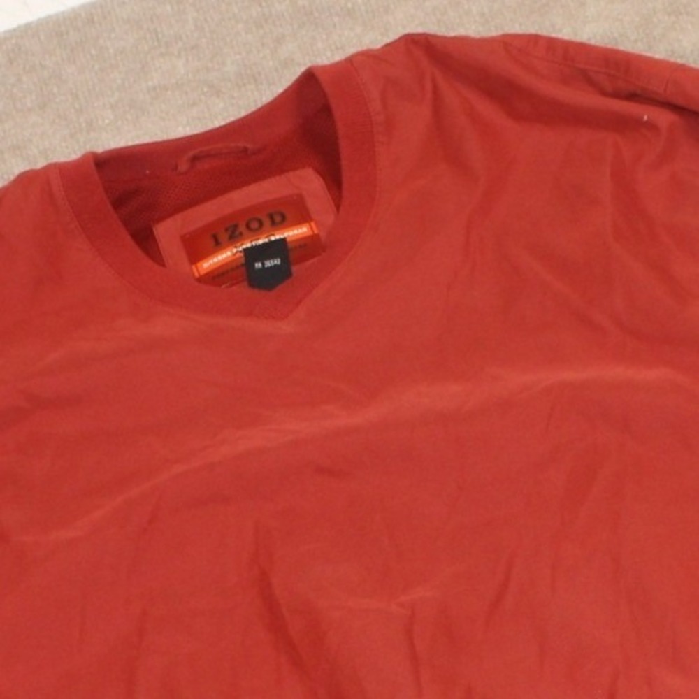 IZOD XFG Mens XL Red V-Neck Windbreaker Pullover Golf Jacket Mesh Lined X-Treme